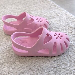 Gently Worn Girl's Toddler Pink Glitter Slip-On Clogs w/ Back Strap - Size 5/6